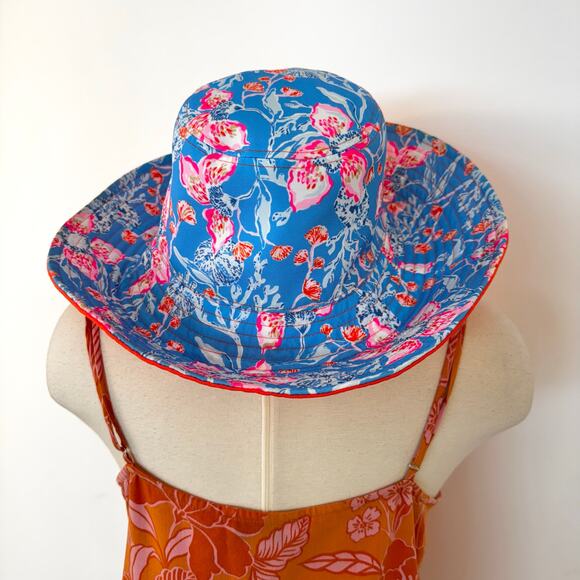 Lilly Pulitzer Blue Floral Bucket Hat with Pink Accents Lilly Pulitzer Floral Blue Pink Bucket Hat ?☀️ main image 3